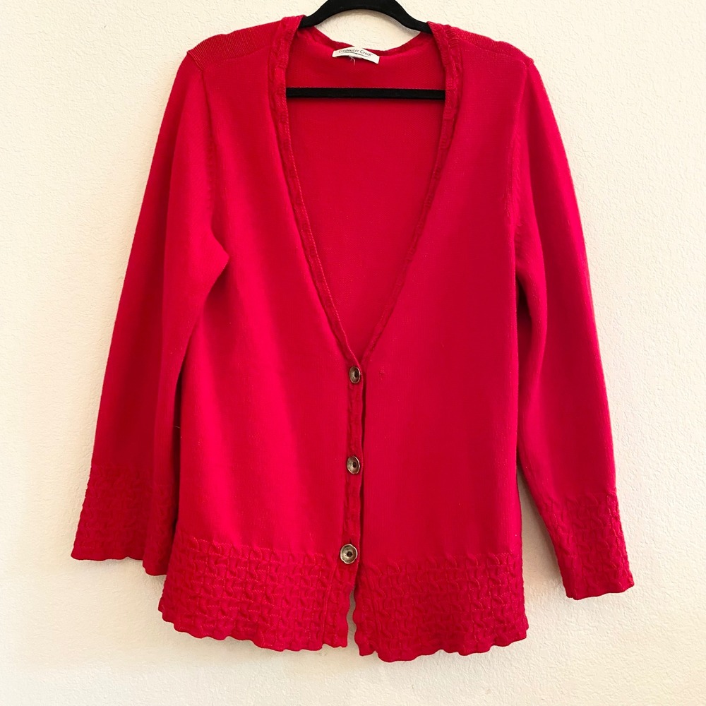 Coldwater Creek‎ Red Textured Knit Button Front Cardigan Sweater Women's 2X